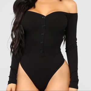 Black off the shoulder bodysuit